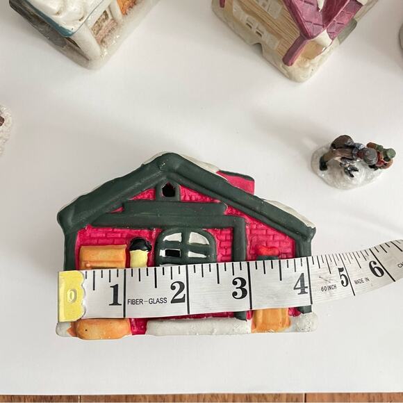 Vintage Cirkens Lighted Village Hand Painted Miniature Porcelain House Set of 10 - Picture 7 of 9